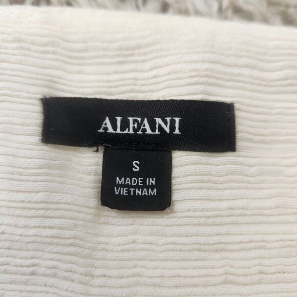 Alfani Square Neck 3/4 Sleeve Textured White Blouse Women's Size Small - Picture 5 of 11